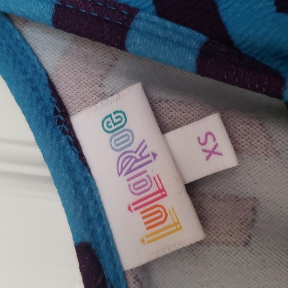 Lularoe Amelia dress blue purple Pleated, pockets, chunky metal zipper - Picture 2 of 4